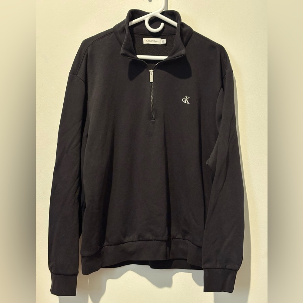 Calvin Klein Black Half Zip Fleece topper with CK Logo